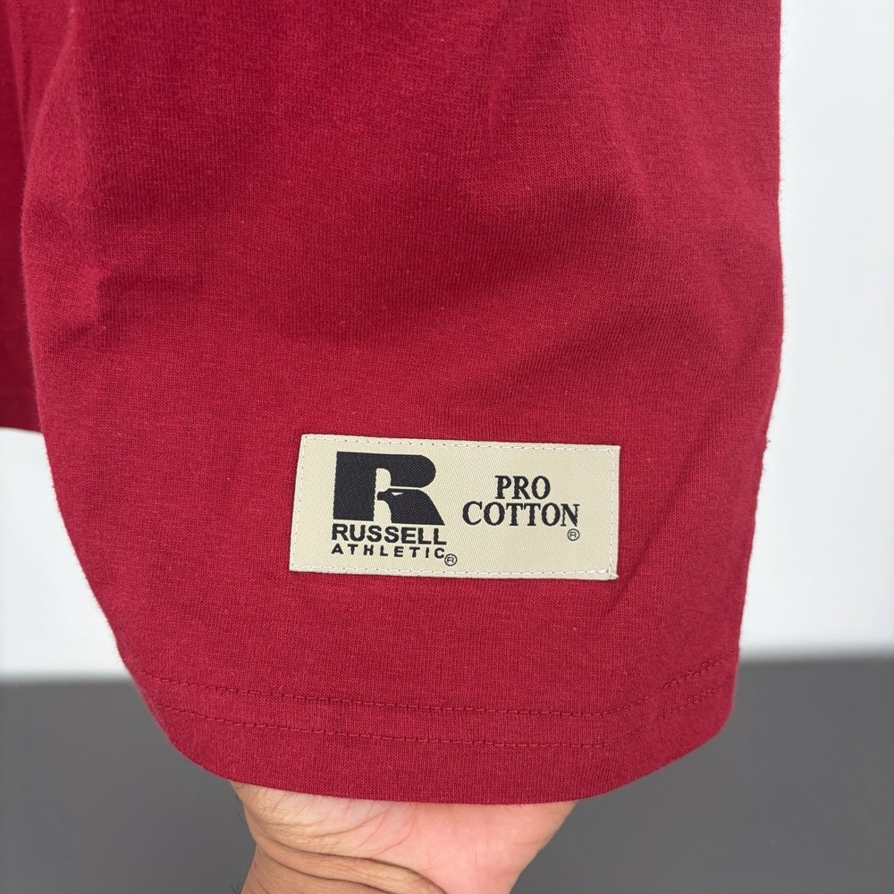 Vintage Russell Athletic Pocket Shirt Mens Large‎ Maroon Pro Cotton Active Y2K - Picture 3 of 7